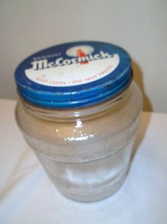 McCormick Pickle Jar,Glass, Large, Ball   Marked,Lid, Blue,White,Red 