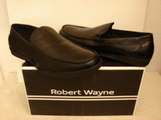 NIB Robert Wayne Mens Lani Slip On Loafers, Black Soft Leather, Moc 