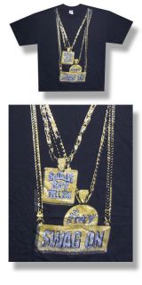 Soulja Boy  NEW Turn My Swag On Gold Chains T Shirt  2XLarge FREE 