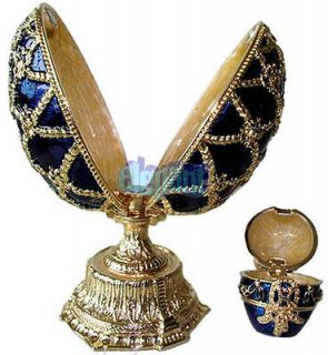   Faberge Egg Crystals Jewelry Jewellery Jeweled Trinket Ring Gift Box