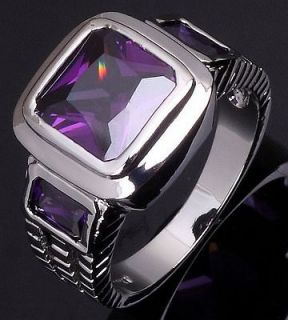   10,11 Jewelry Mans Purple Amethyst 10KT White Gold Filled Ring Gift