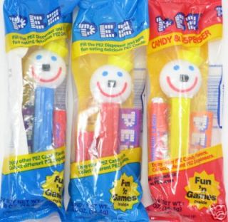 RARE JACK IN THE BOX PEZ RED BLUE YELLOW STEM CANDY DISPENSERS MIB 