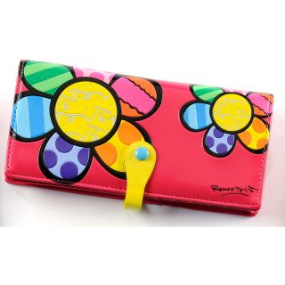 Romero Britto Wallet Large Flower Color Fuchsia by Giftcraft