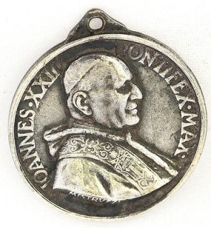 VTG SILVERTONE POPE JOHN 23RD JOHANNES XXIII ST CHRISTOPHER MEDAL 
