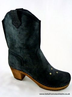 sanita lee ann cowboy style clog boots in black