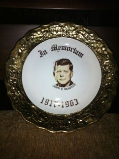 Vintage Sabins Crest O Gold John F. Kennedy 1917 1963 Ceramic Plate