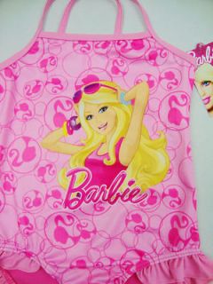 Barbie Princess Girls Kids Pink one piece Swimsuit Size 98cm to 128cm 