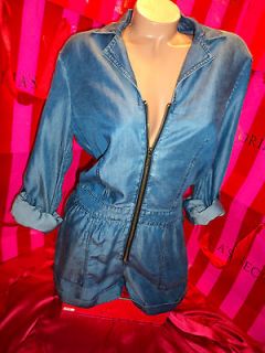SOUGHT AFTER bebe Zip Front Soft Jean Romper Small SOLD OUT