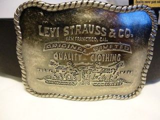 NEW Levi Strauss Big Buckle Two Horse Levis Logo Belt Black Leather 