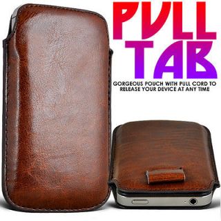 BROWN PU LEATHER SLIDE IN PULL TAB CASE FOR LG C199 / C197 / C195