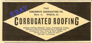 1899 cincinatti corrugated metal roofing ad piqua ohio returns 