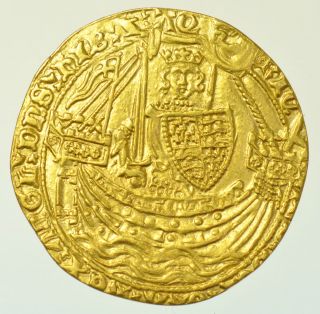 RICHARD II GOLD NOBLE [1377 1399] TYPE I WITHOUT FRENCH TITLE aEF+