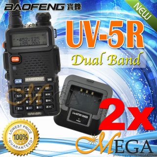 2pcs x Dual Band UHF/VHF BAOFENG UV 5R Radio 136 174/400 480MHZ