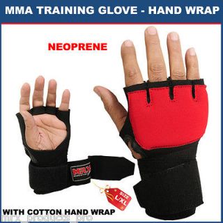   Gloves Wraps Boxing Gel Padded Hand Wrap Glove Black & Red L/XL