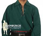 GENTS SCOTTISH DELUXE GHILLIE SHIRT   JACOBEAN STYLE   GREEN