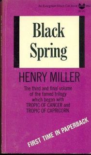 BLACK SPRING Henry Miller (1963) Grove Press Evergreen Black Cat 