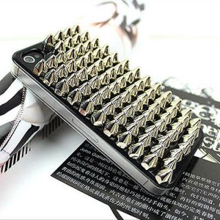 Sliver Pyramid punk long Stud handmade Rivet Case Cover for Iphone 4 