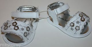 Koala Baby Infant Girls White Sandals with SIlver Flower Size 0 1 2 