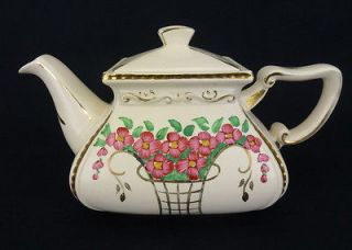 Vintage Ellgreave Teapot Burslem England Regal Gilded Hand Painted 