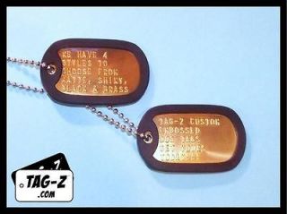 Military Dog Tags   Custom Embossed Brass   GI Identification w 