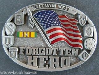 VIETNAM VET FORGOTTEN HERO HEROS AIRBORNE USA AMERICAN FLAG BELT 