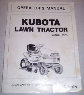 Original Kubota T1760 Lawn Tractor Operators Owners Manual Book