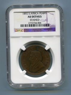 south africa zar ngc graded 1892 kruger penny au details