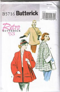 Easy Vintage 50s Retro Flared Swing Coat Pattern Size L XL XXL 16 18 