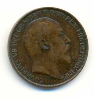 Great Britain UK Bronze Coin 1/2 Penny 1902 XF (varnished)