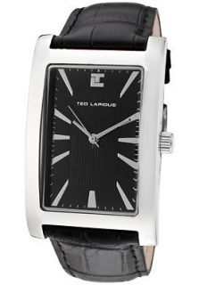 Ted Lapidus Watch 5115301 Mens Black Textured Dial Black Leather