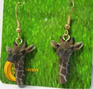 giraffe wild safari zoo animal 3d figurine earrings time left