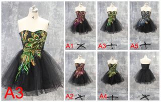 Stock Short Peacock Prom Dress Wedding Dresses Ball Gown Homecoming 
