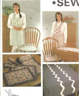 Vtg Kwik Sew Apron Table Runner Kitchen Chair Pad Placemat Pattern 