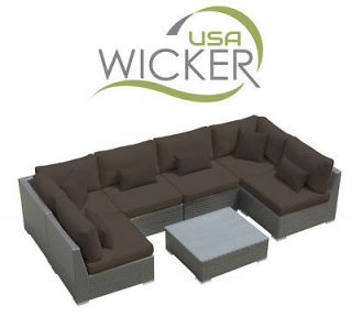 NEW Las Vegas Set Outdoor Patio 7 pcs Sectional Wicker Sofa Furniture 
