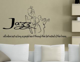 JAZZ LOVE WALL DECALS   LETTERING MUSIC BASS NOTES TRUMPET SAXOPHONE 