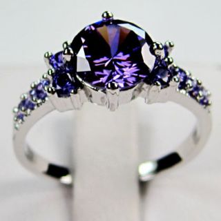 Bland New amethyst ladys 10KT white Gold Filled Ring sz7/8/9 free