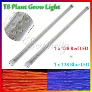   138 LED Blue + Red Plant Grow Light Tube Lamp Hydroponic Growing 60CM