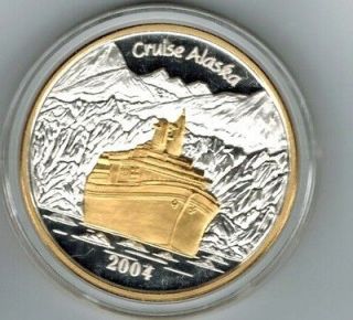 2004 ALASKAN ALASKA CRUISE 1 TROY OUNCE ROUND COIN .999 FINE SILVER 
