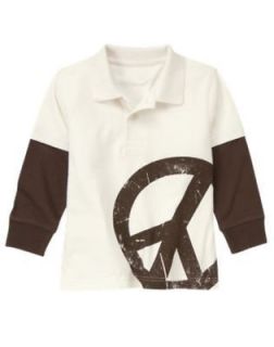 NWT Gymboree HALF PIPE HERO Ivory Peace Sign Double Sleeve Polo Shirt