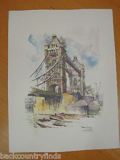 Jan Korthals Dutch Artist Tower Bridge London England Scene Print Art 