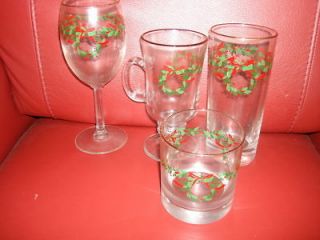 libbey arby s holly berries 8 christmas glassware time left