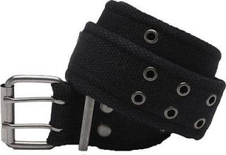 Black Vintage Military Pistol Belt With Tactical Double Prong Buckle