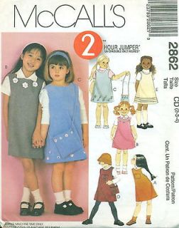 McCalls 2862 Child Girls 6 7 8 Jumper Dress & Shoulder Bag Sewing 