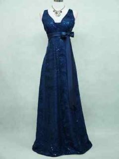satin blue wedding prom evening dress size 12 14 from
