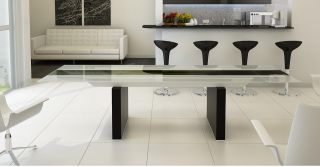 Modern Lisbon silver & black EXTENDABLE dining table contemporary