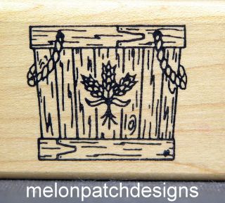 small wheat design wooden water bucket rubber stamp time left