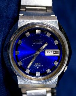   SEIKO AUTOMATIC DX 17 Jewels Blue Face Stainless Watch 6106 7639