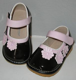 New Brown w/ pink flowers Squeaky Shoes sz 6 (marked 5) Removeable 