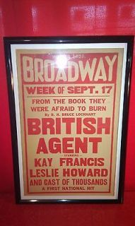   Movie Poster Antique British Agent Gone With the Wind Leslie Howard