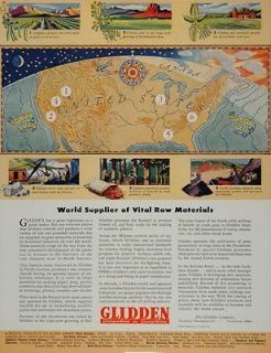 1944 Ad Glidden Paint Raw Material Mines Flax Soy Beans   ORIGINAL 